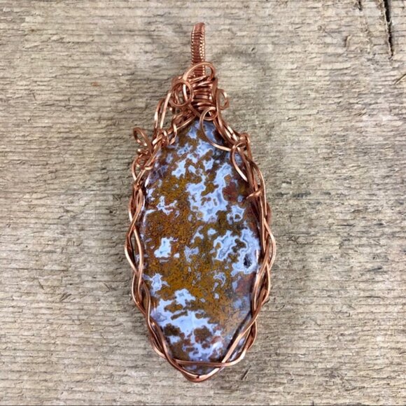 Rare Crazy Lace Fossilized Moss Agate Necklace Pendant - Picture 1 of 4
